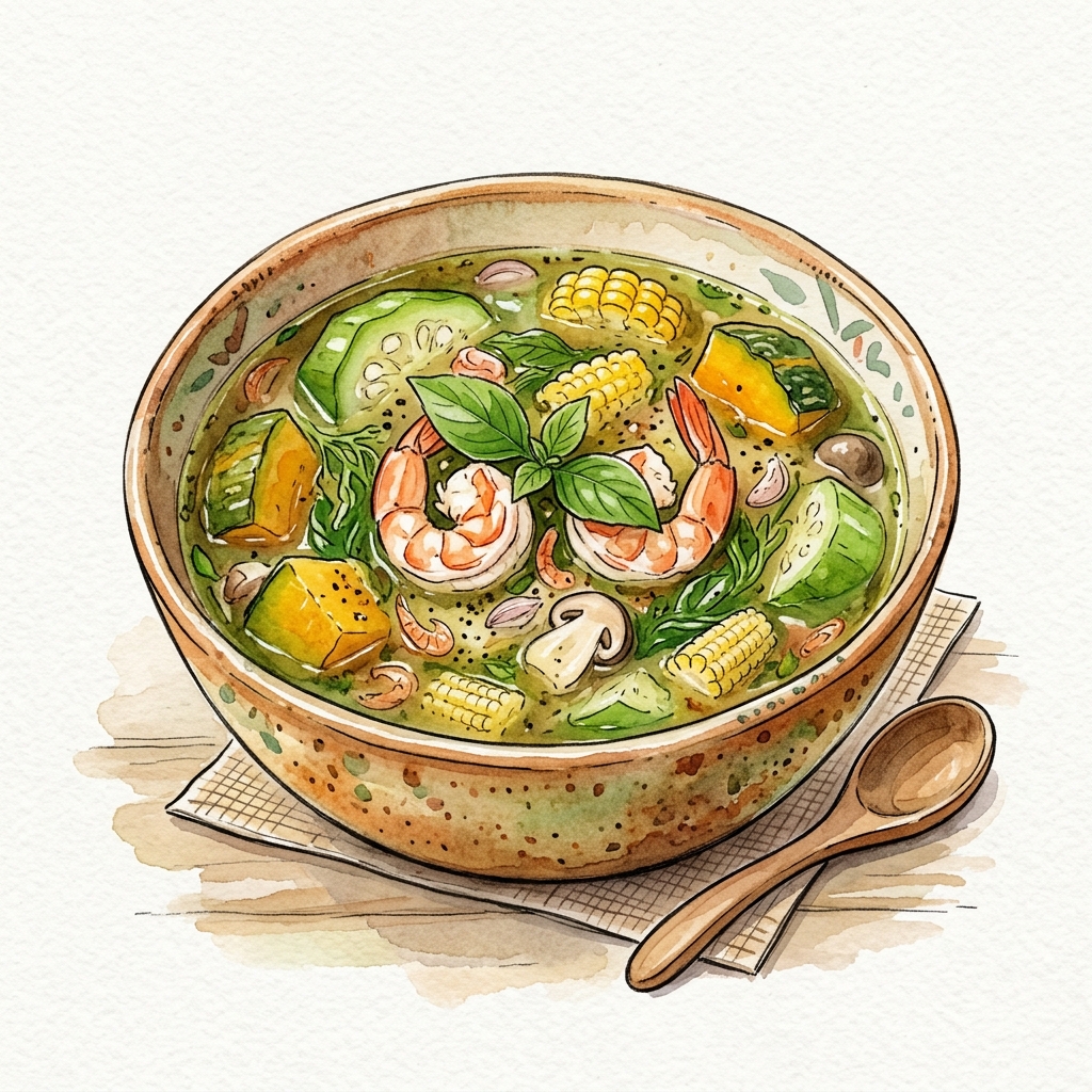 Kaeng Liang Kam Thale So - herbal vegetable soup
