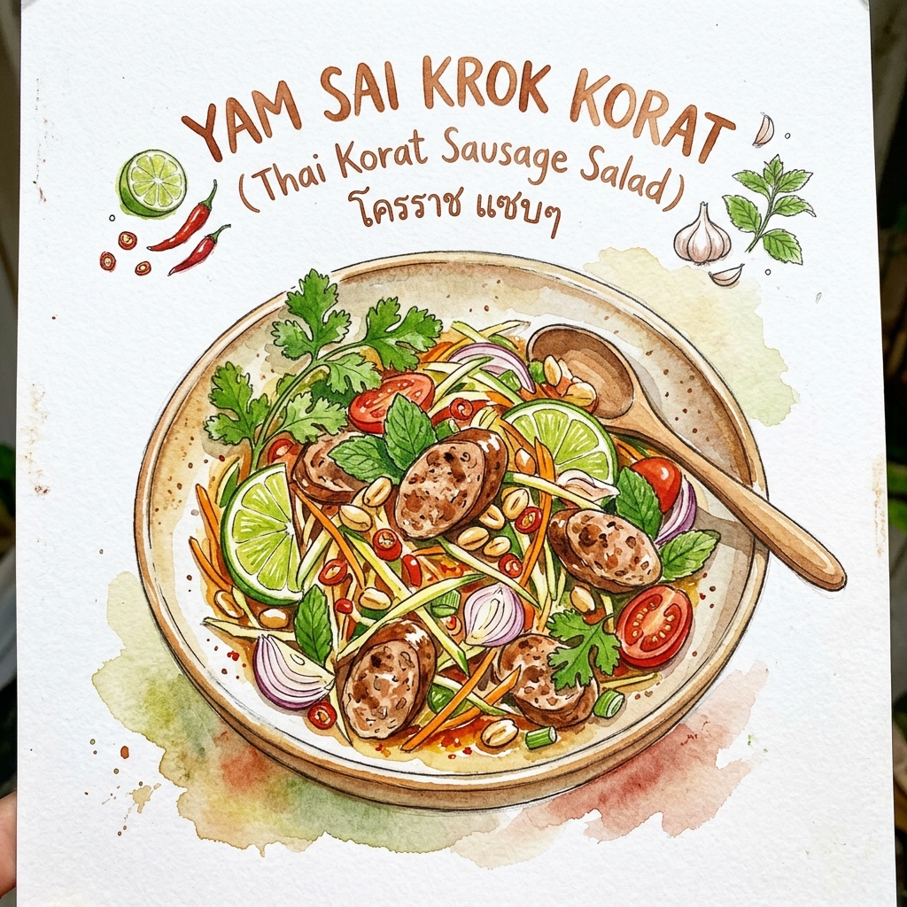 Korat Sausage Salad - sweet and sour